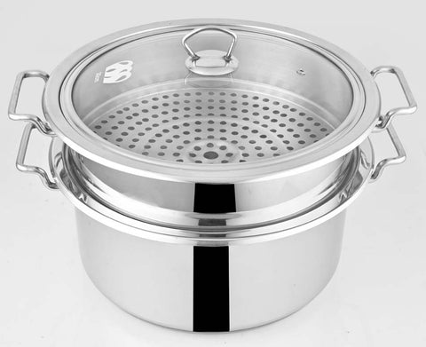 Alpha Steamer Cuisine – Stainless Steel with Glass Lid for Healthy Steaming
