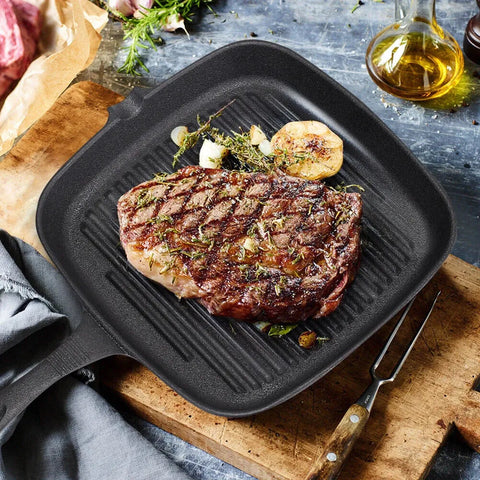 "Classic Frypan Sonex with Glass Lid – Non-Stick & Solo Grill Pan (Die-Cast) – Perfect Grilling & Frying at Home