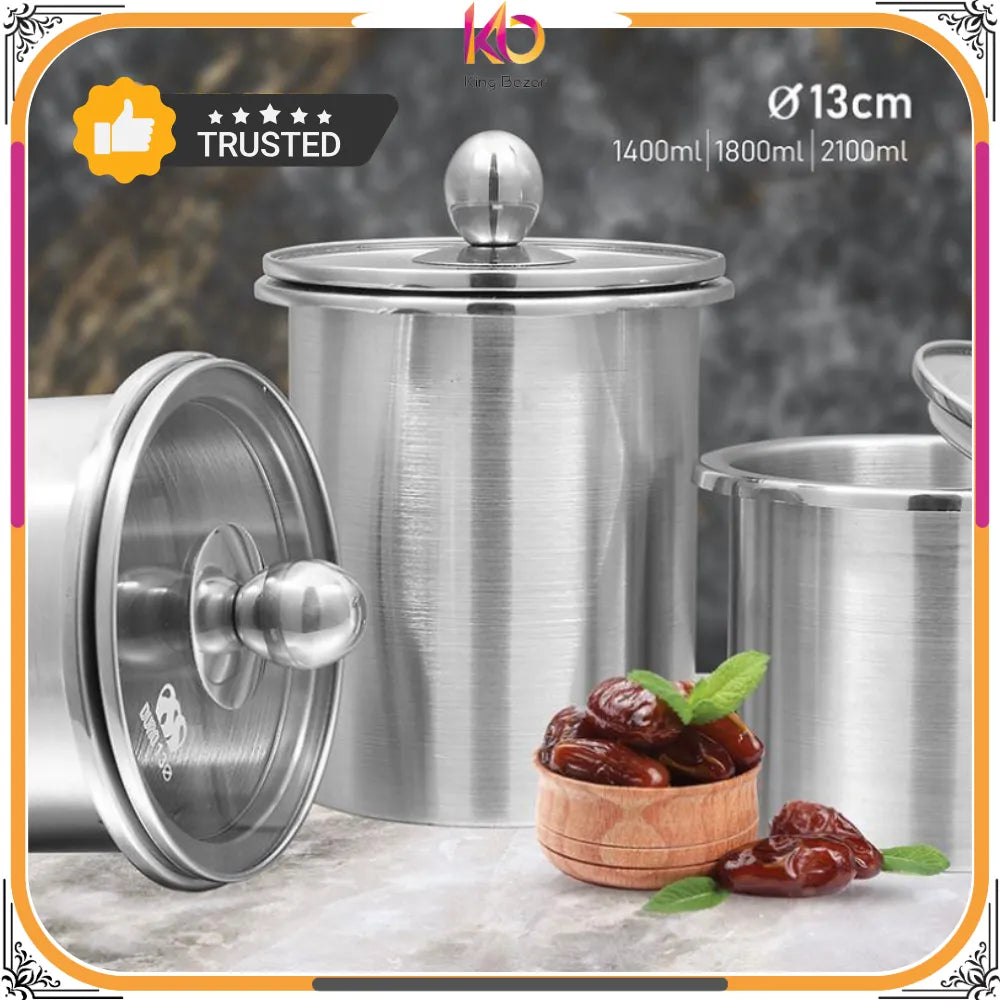 Olive Stainless Steel Storage Jars Set – Alpha 3-Piece Airtight Container Collection