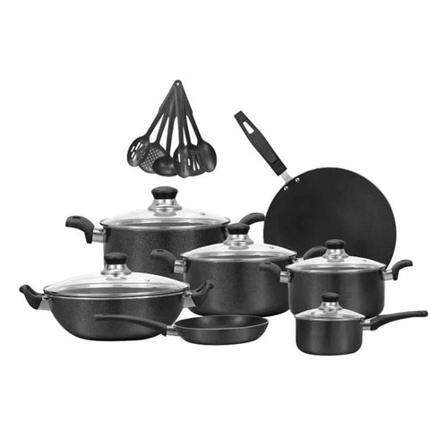 Titan Gift Pack with Glass Lid – Sonex Non-Stick Cookware Set (18 Pieces) – Daily Kitchens