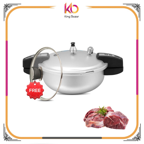 7 Liter Zircon 2-in-1 Aluminum Pressure Cooker & Karahi/Wok with Free Glass Lid