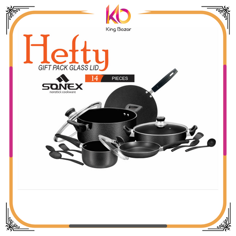 Hefty gift pack-Sonex Glass Lid Nonstick 14 PCS