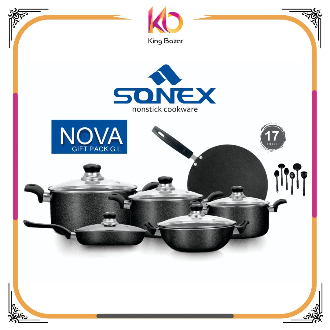 Nova Gift pack-Sonex 17 PCS Nonstick (BLACK & BEIGE)