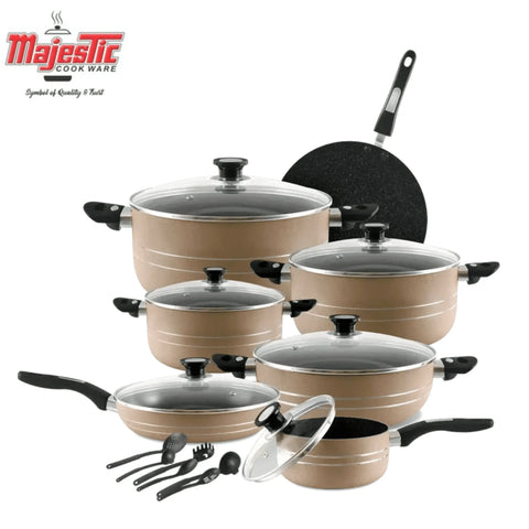 Wonder Chef Gift Set – 19 PCS | 2-Layer Marble Coated Nonstick Cookware | Premium Kitchen Set by King Bazar