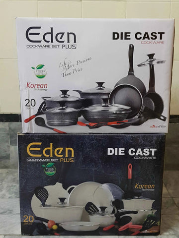 Sonex Eden Plus 20-Piece Die-Cast Cookware Set – Elegant Brown Gift Pack