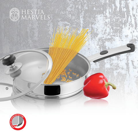Premium Alpha Frying Pan – Encapsulated Stainless Steel & Glass Lid