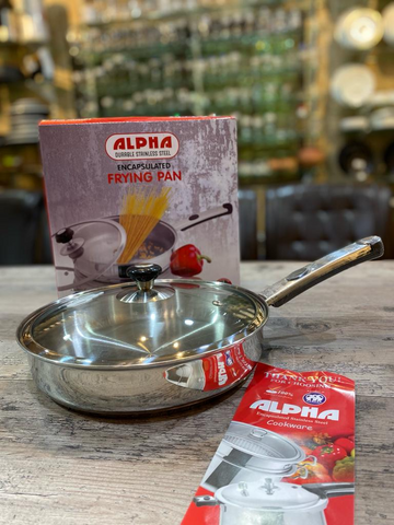 Premium Alpha Frying Pan – Encapsulated Stainless Steel & Glass Lid