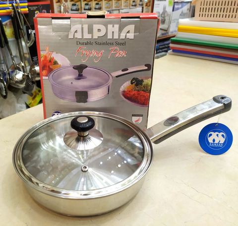 Premium Alpha Frying Pan – Encapsulated Stainless Steel & Glass Lid