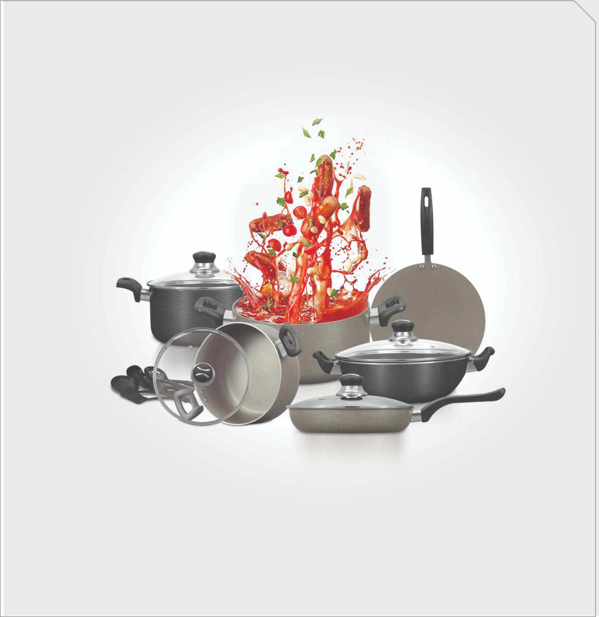 Nova Gift pack-Sonex 17 PCS Nonstick (BLACK & BEIGE) - Kingbazar.pk