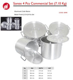 Sonex Commercial Set Pot Set Metal Finish | Sizes: 1-4 (Also may be referred to as Sonex Handi Set or Sonex Aluminum Handi Set)