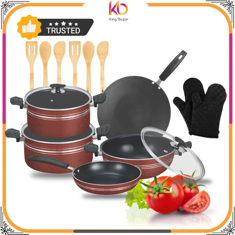 King Cook Nonstick Junior 15-Piece Set - Premium Quality Cookware with Advanced Nonstick Coating | Ideal for Everyday Cooking