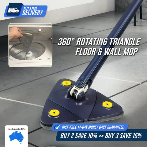 360° Rotating Triangle Mop – Wall & Floor Cleaner