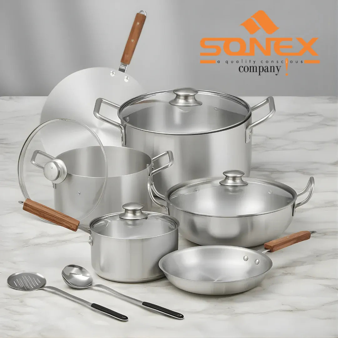 Sonex Royal Glass Lid Set 12PCS Cookware with Metal Finish
