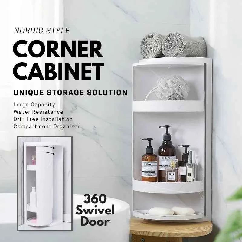 Bathroom & Kitchen Corner Cabinet – 360° Rotating