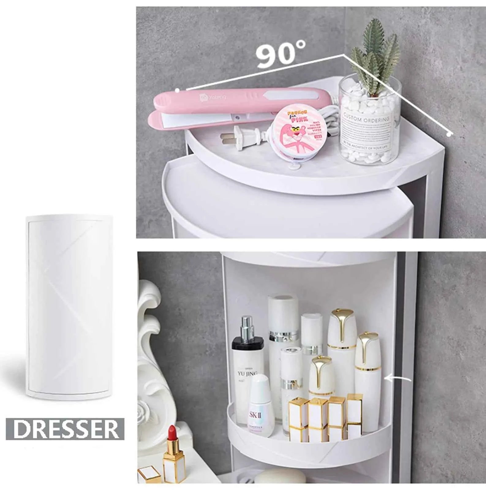 Bathroom & Kitchen Corner Cabinet – 360° Rotating
