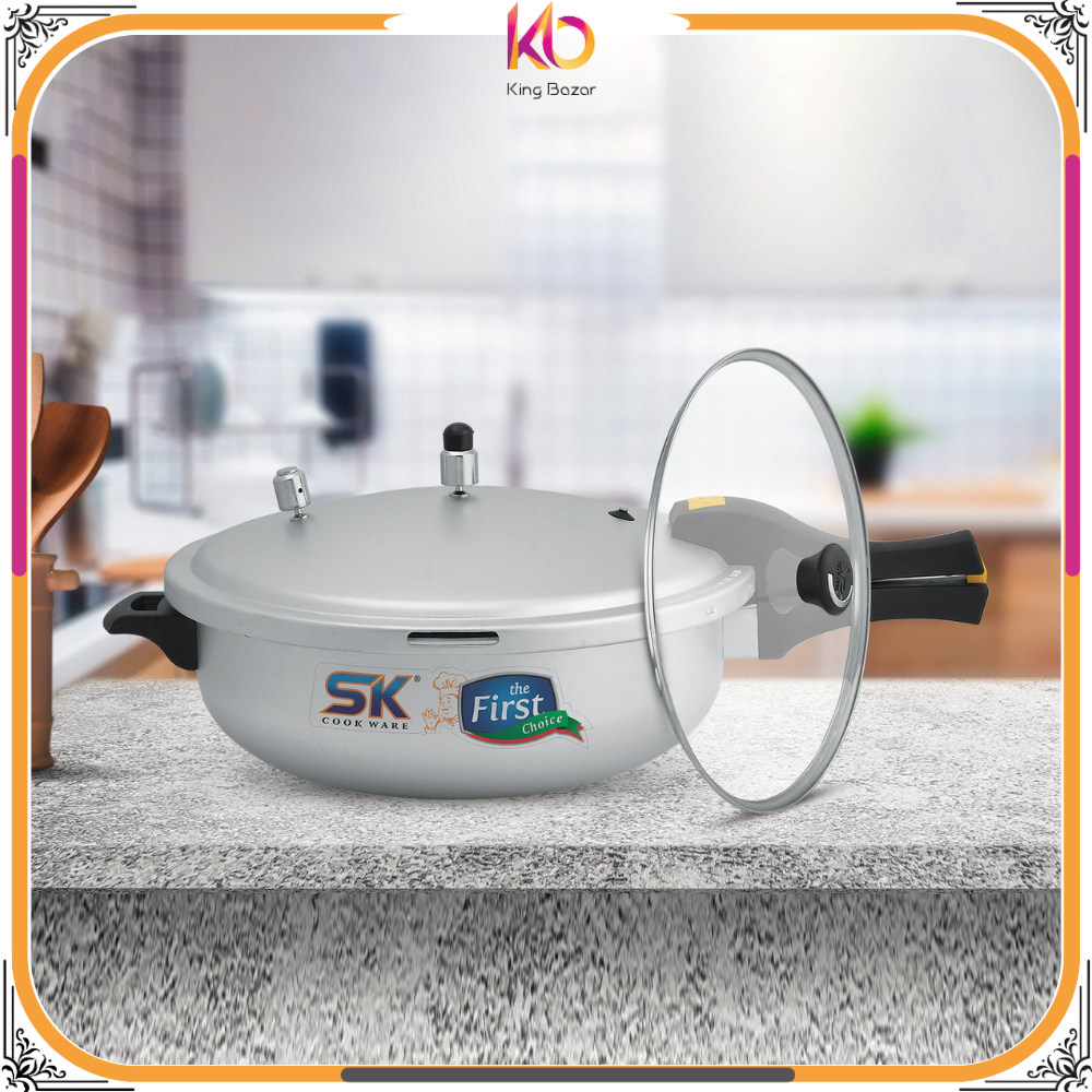 Emerald 2-in-1 Aluminum Pressure Cooker & Karahi/Wok with Free Glass Lid