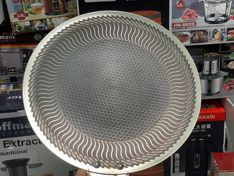 German Honeycomb Laser Coating Tawa with Folding Wooden Handle – Stainless Steel