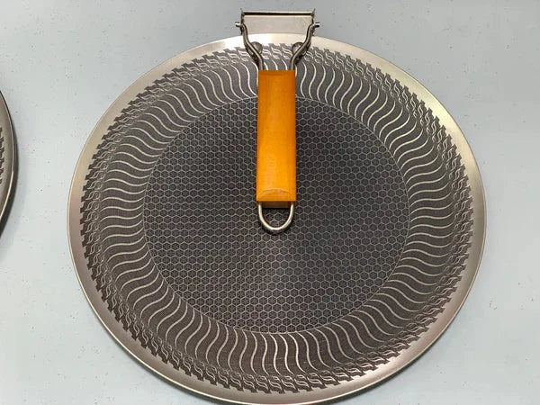 German Honeycomb Laser Coating Tawa with Folding Wooden Handle – Stainless Steel
