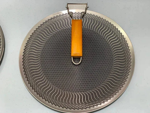 German Honeycomb Laser Coating Tawa with Folding Wooden Handle – Stainless Steel
