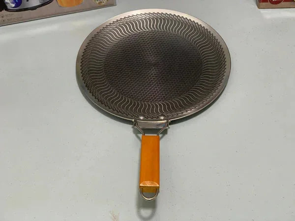 German Honeycomb Laser Coating Tawa with Folding Wooden Handle – Stainless Steel