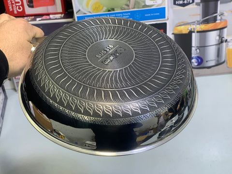German Imported Stainless Steel Double Sided Frying Pan – Honeycomb Laser Coated