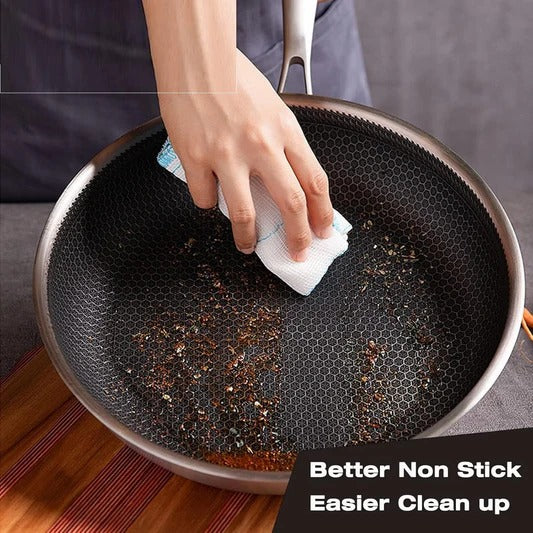 German Imported Stainless Steel Double Sided Frying Pan – Honeycomb Laser Coated