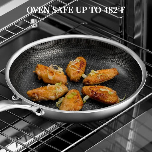 German Imported Stainless Steel Double Sided Frying Pan – Honeycomb Laser Coated