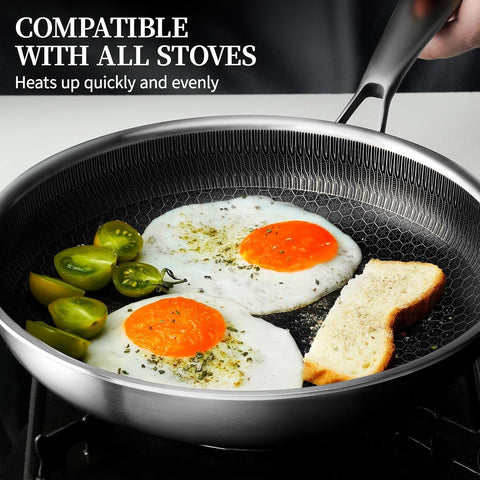 German Imported Stainless Steel Double Sided Frying Pan – Honeycomb Laser Coated