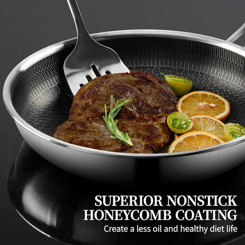 German Imported Stainless Steel Double Sided Frying Pan – Honeycomb Laser Coated