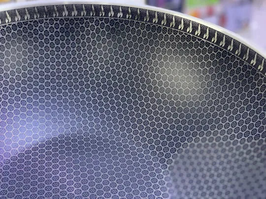 German Stainless Steel Deep Wok Karahi – Honeycomb Laser Coated Non-Stick Cooking Pan Without Lid