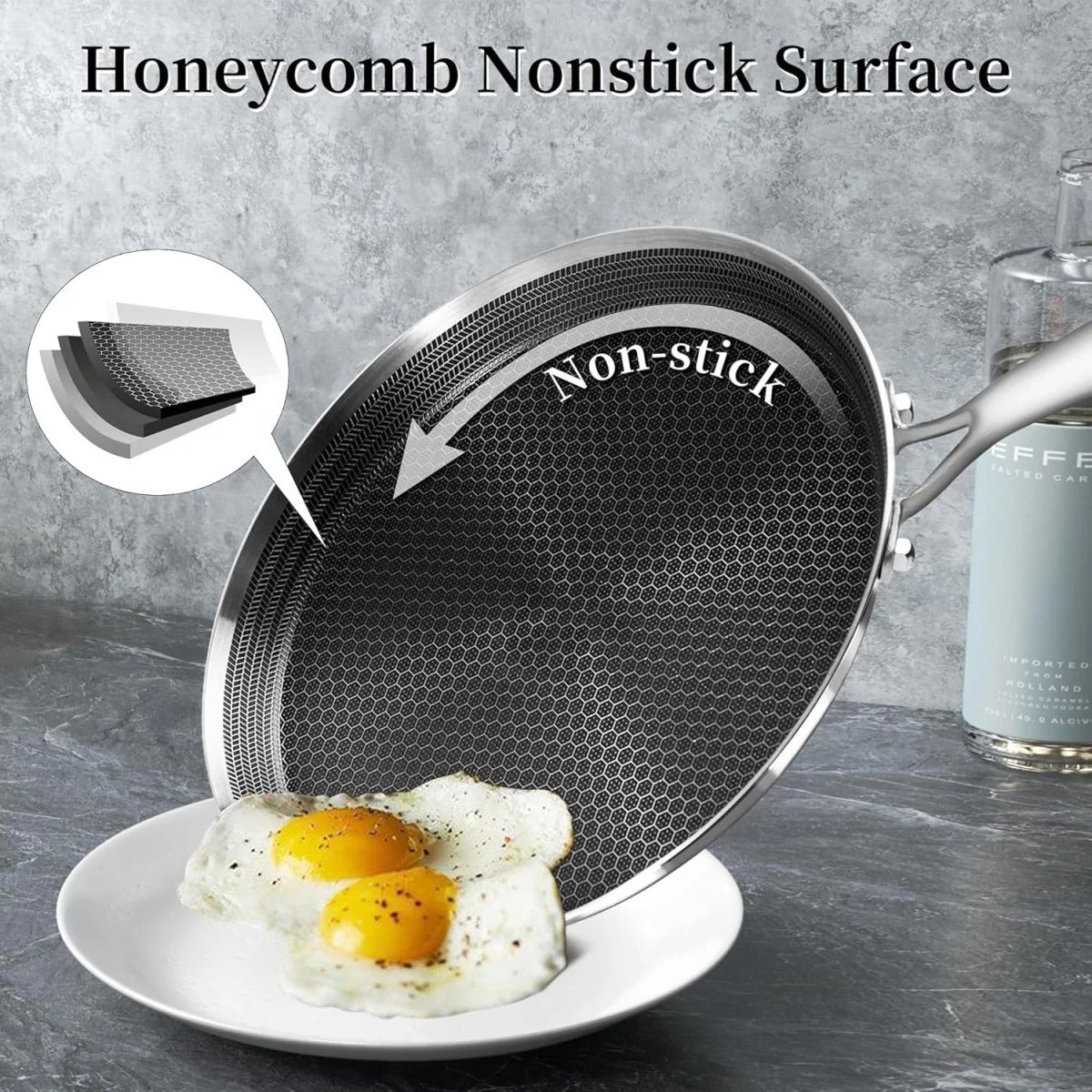 German Imported Laser Coating Pizza Pan – Double Sided Honeycomb Non-Stick Baking Disk & Hot Plate