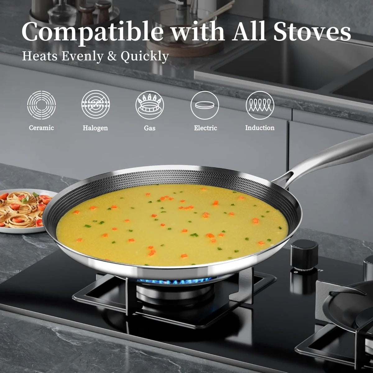 German Imported Laser Coating Pizza Pan – Double Sided Honeycomb Non-Stick Baking Disk & Hot Plate