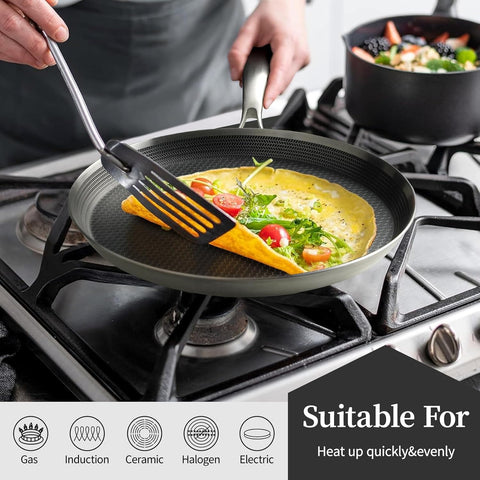 German Imported Laser Coating Pizza Pan – Double Sided Honeycomb Non-Stick Baking Disk & Hot Plate