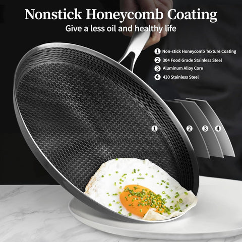 German Imported Laser Coating Pizza Pan – Double Sided Honeycomb Non-Stick Baking Disk & Hot Plate