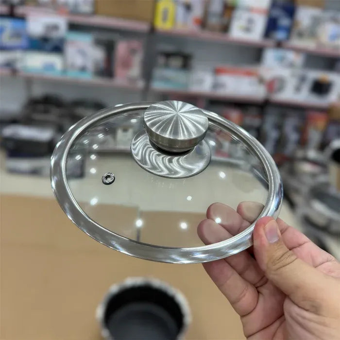 German Imported Stainless Steel Saucepan with Glass Lid – Honeycomb Laser Coated
