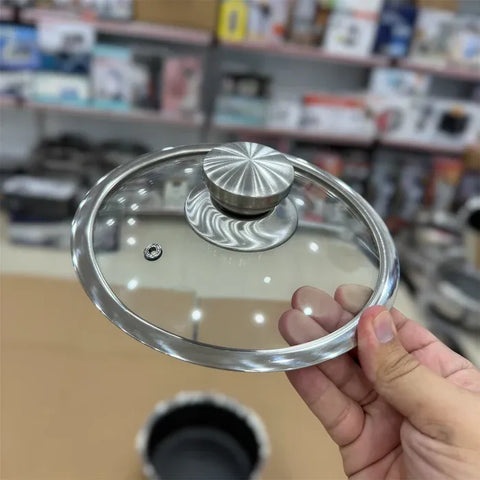 German Imported Stainless Steel Saucepan with Glass Lid – Honeycomb Laser Coated