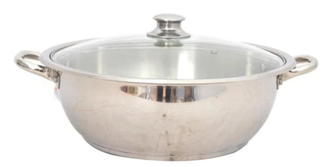 Mega Steel Sonex Wok with Heavy Base - Stir-Fry Perfection with Even Heat Distribution (22 cm to 32 cm)