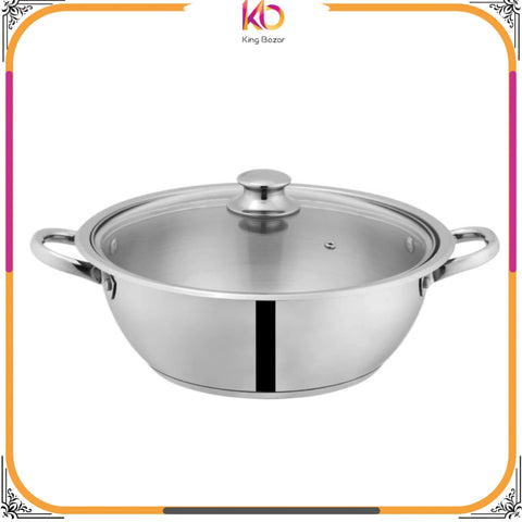 Mega Steel Sonex Wok with Heavy Base - Stir-Fry Perfection with Even Heat Distribution (22 cm to 32 cm)