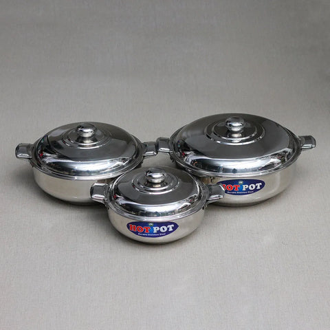 Alpha Pro REX Stainless Steel Hot Pot Set – 3-Piece Lockable Lid Collection