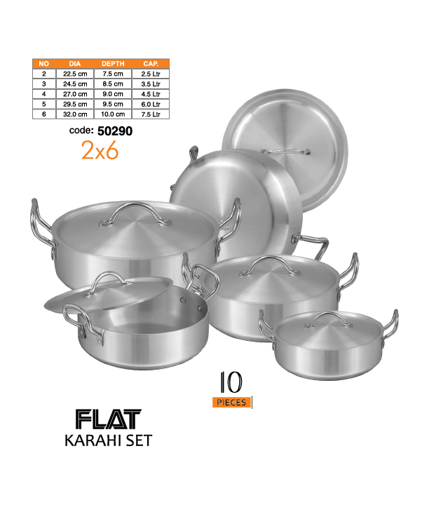 Sonex Flat Karahi Set – Sleek Metal Finish for Versatile Cooking (Copy)