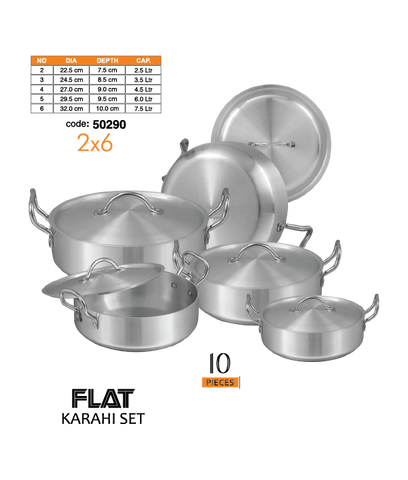 Sonex Flat Karahi Set – Sleek Metal Finish for Versatile Cooking (Copy)