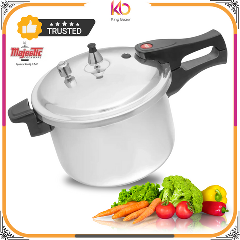 Domestic Royal Series Pressure Cooker 3L/5L/7L/9L/11L/13L – Heavy-Duty Aluminum, Triple Safety, Whistle-Free Cooking, Perfect for Indian Kitchens