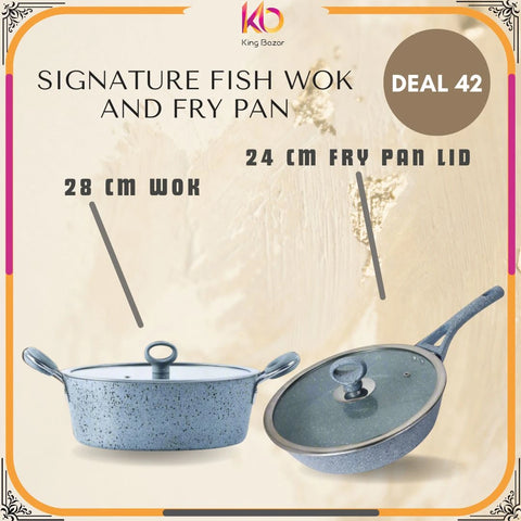 Eid Sizzle Deal! Signature 28cm Wok + 24cm Fry Pan Combo – Heavy Gauge Nonstick Cookware – Limited Time Offer