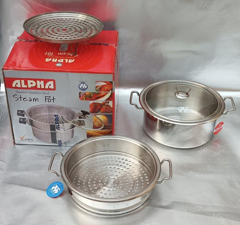 Alpha Steamer Cuisine – Stainless Steel with Glass Lid for Healthy Steaming