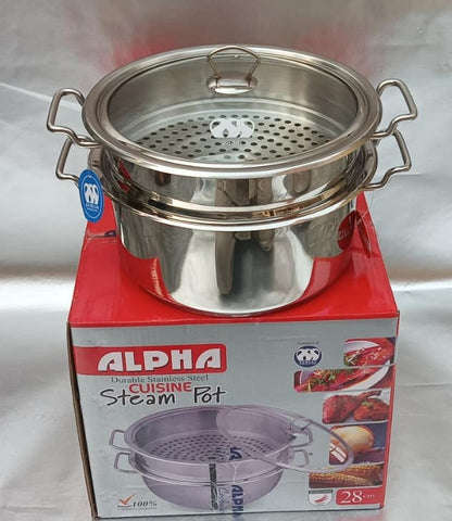 Alpha Steamer Cuisine – Stainless Steel with Glass Lid for Healthy Steaming