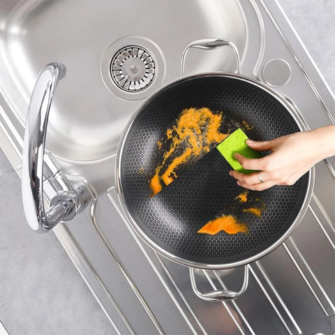 German Imported Double Sided Honeycomb Karahi with Lid – Laser Coated Non-Stick Stainless Steel