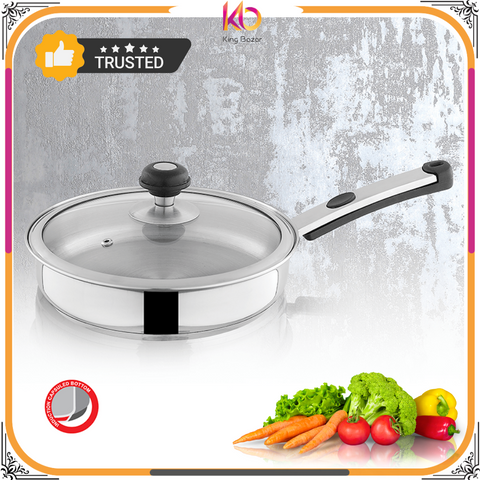 Premium Alpha Frying Pan – Encapsulated Stainless Steel & Glass Lid