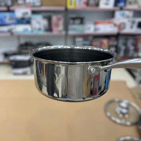 German Imported Stainless Steel Saucepan with Glass Lid – Honeycomb Laser Coated