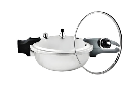 National 2-in-1 Aluminum Pressure Cooker & Karahi Wok (7L) with Glass Lid | FREE Electric Lighter – Eid ul Azha Special Offer